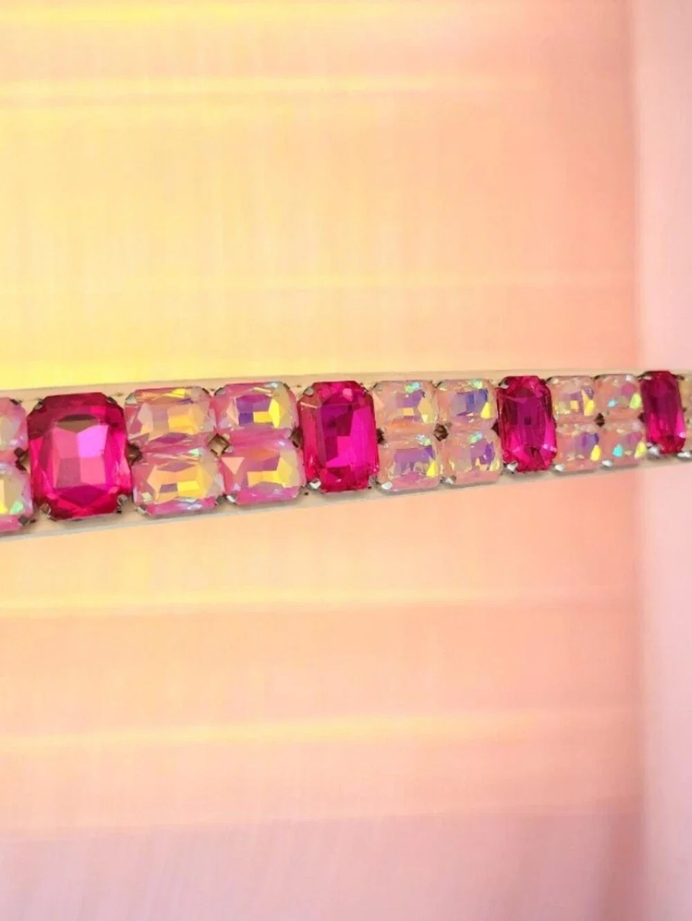 Pink and Iridescent Crystal Custom Made Collar ■ New No Offers■ Read Below